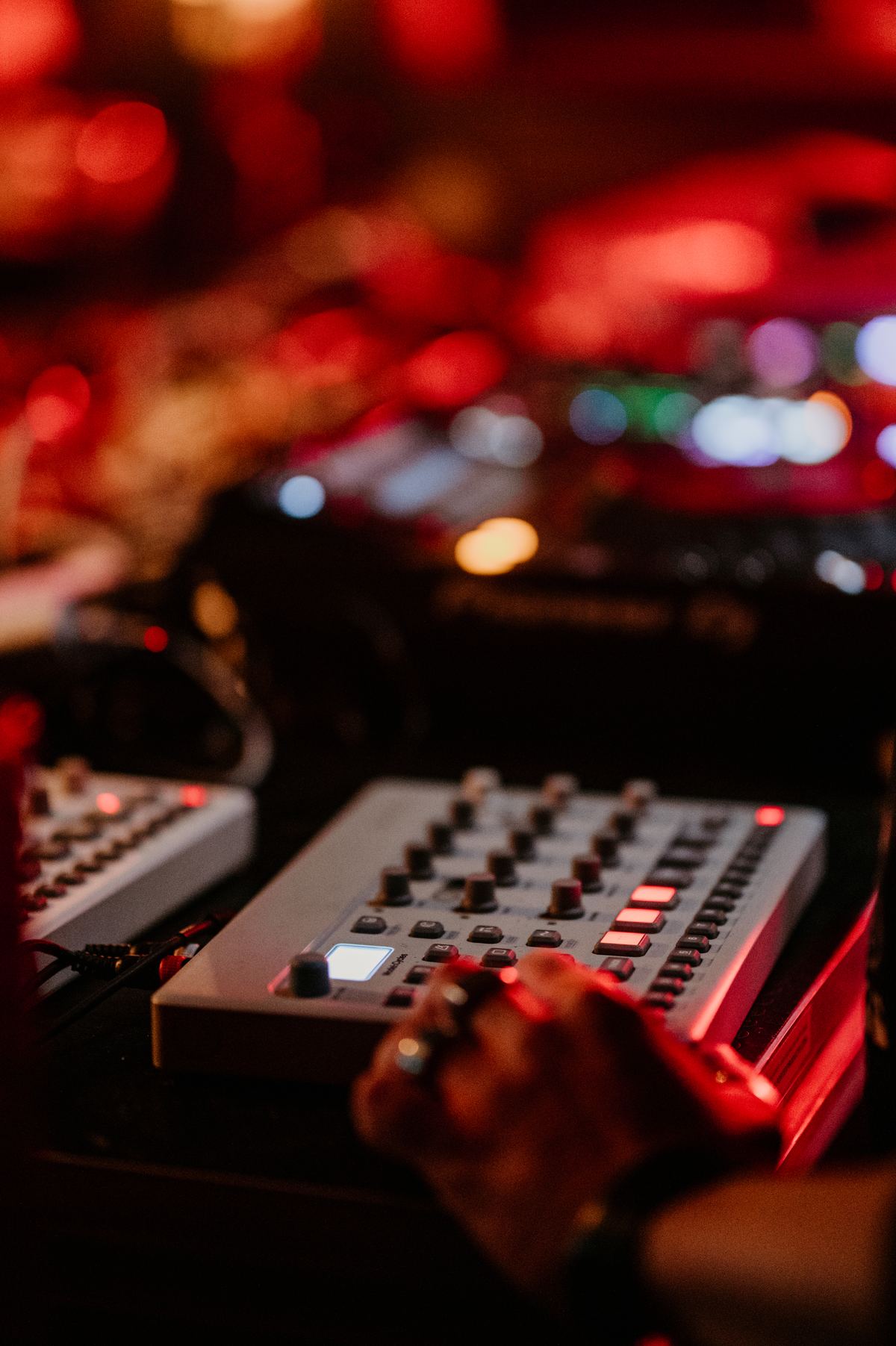 Analog synthesizer close-up